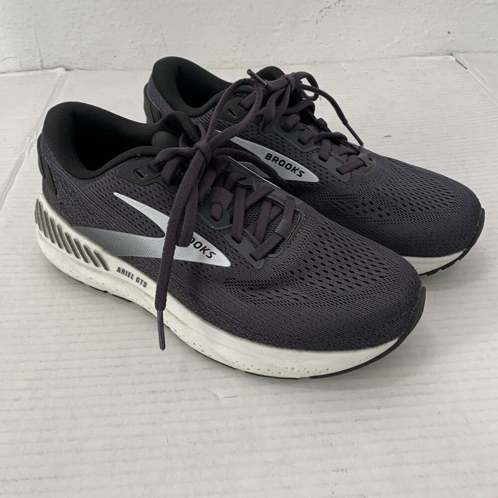 Brooks Ariel GTS 24 Women's 8 Running Shoes Sneakers Black White Guiderails